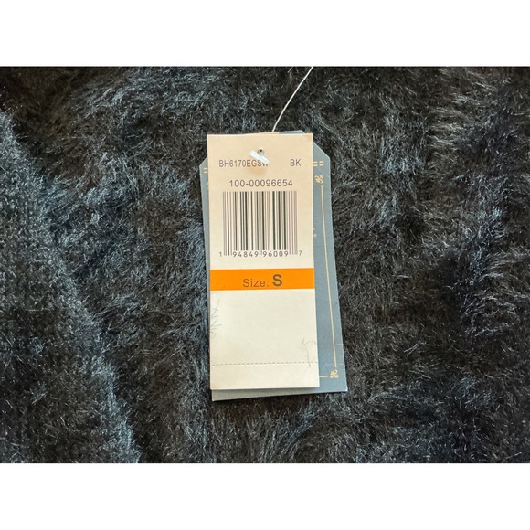 Democracy Black Fuzzy Cardigan Sweater Open Front Size Small New With Tags - Picture 3 of 4